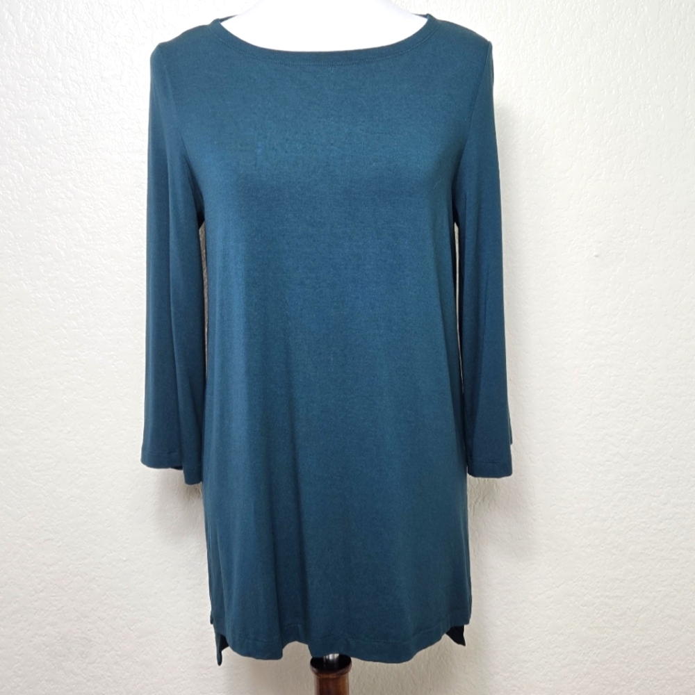 Eileen Fisher Green Long Sleeves Tunic Top, Size MP
